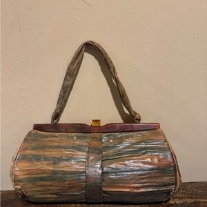 Brown Vintage Leather Earth tone Clutch Shoulder Bag